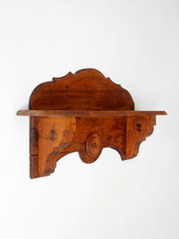 antique folk art carved wood wall shelf