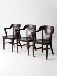 antique Crocker Chair Co bank office chair set of 3