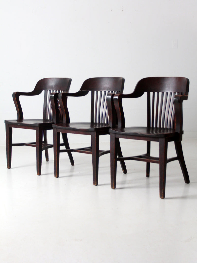 antique Crocker Chair Co bank office chair set of 3