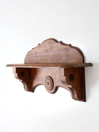 antique folk art carved wood wall shelf