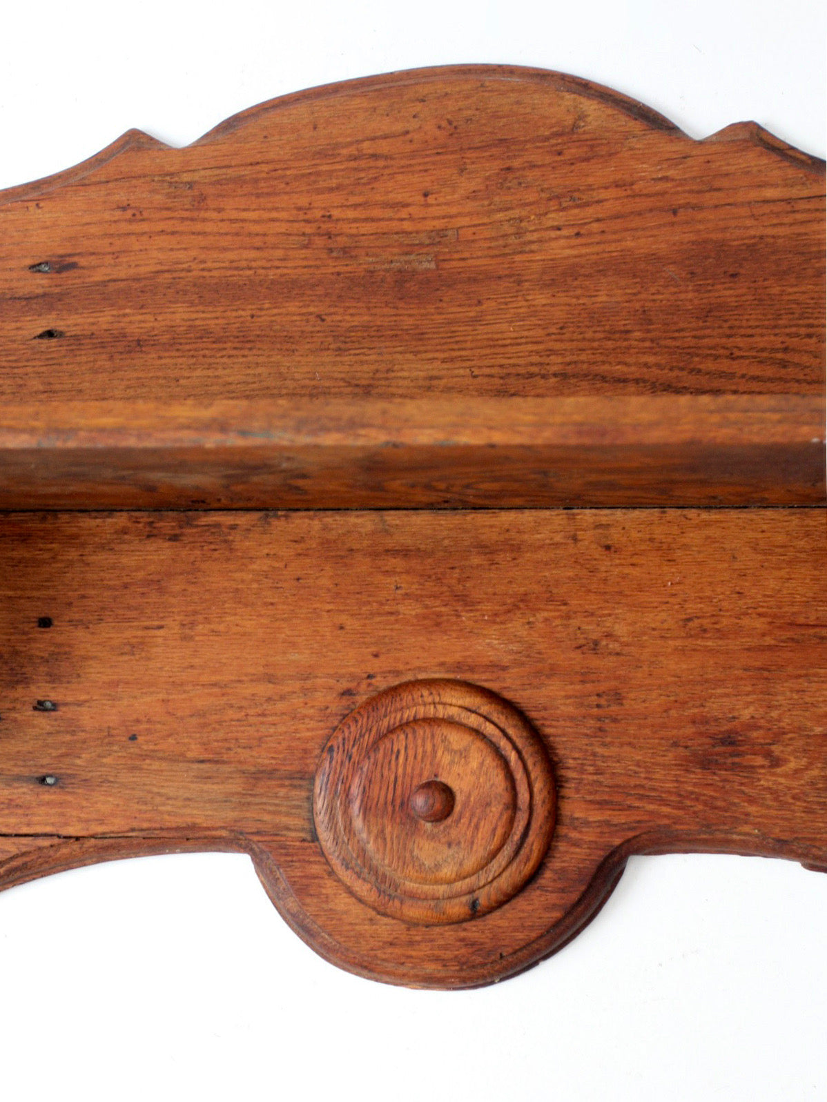 antique folk art carved wood wall shelf