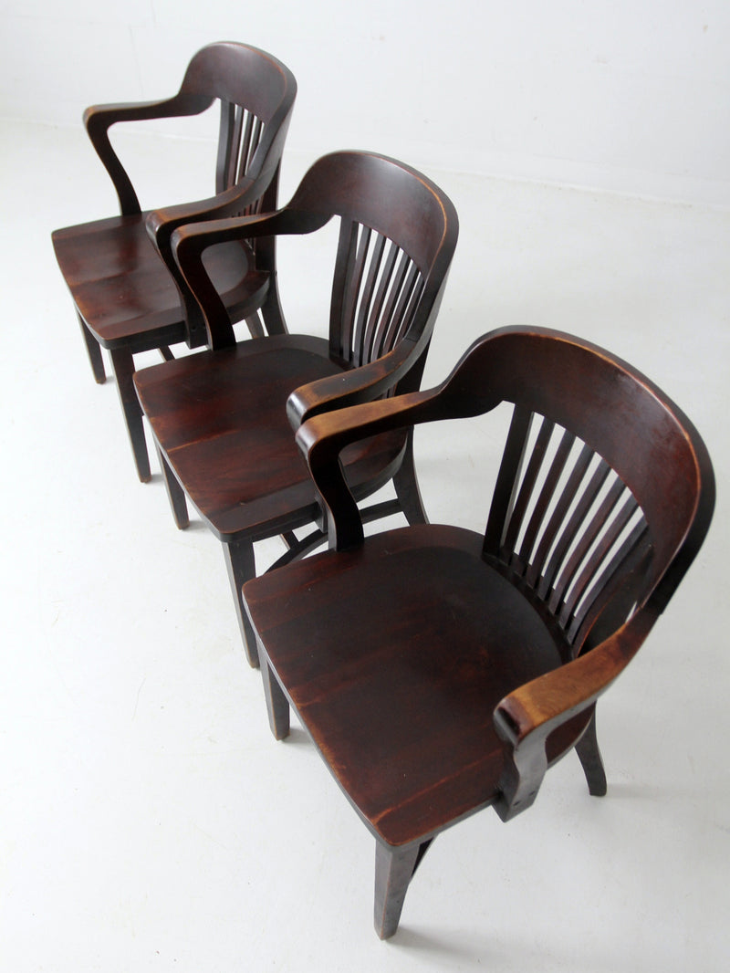 antique Crocker Chair Co bank office chair set of 3