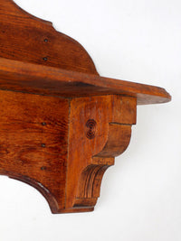 antique folk art carved wood wall shelf