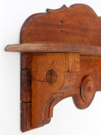 antique folk art carved wood wall shelf