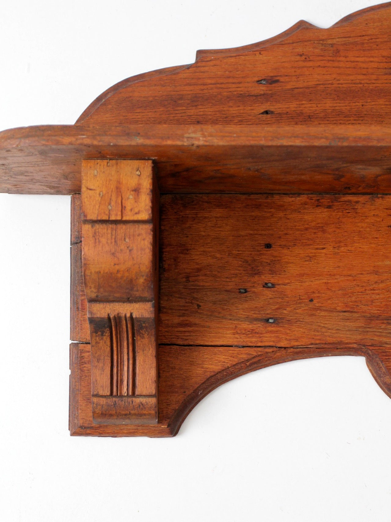 antique folk art carved wood wall shelf