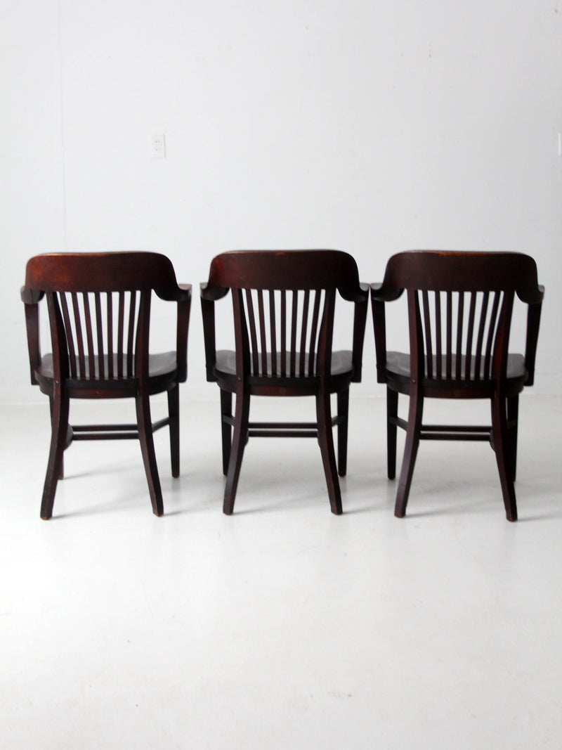 antique Crocker Chair Co bank office chair set of 3