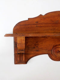antique folk art carved wood wall shelf