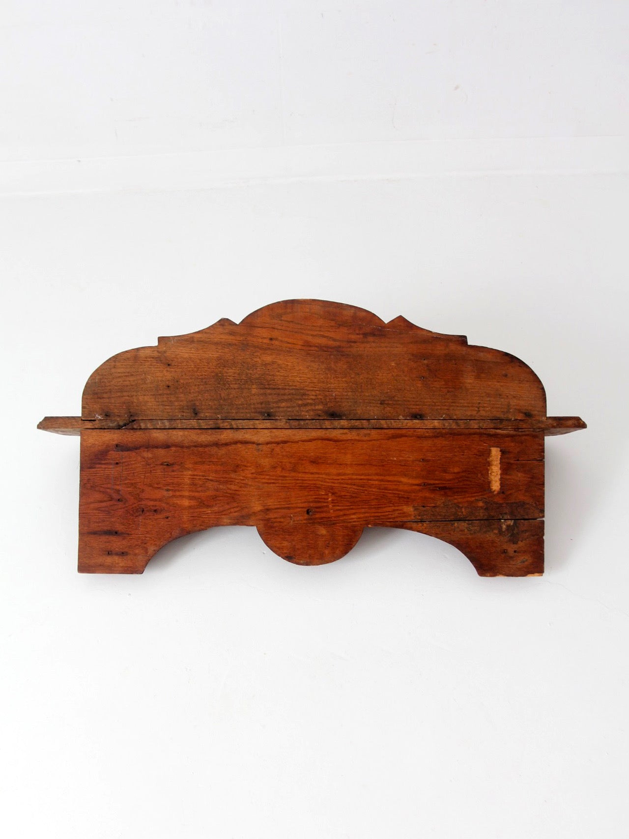 antique folk art carved wood wall shelf