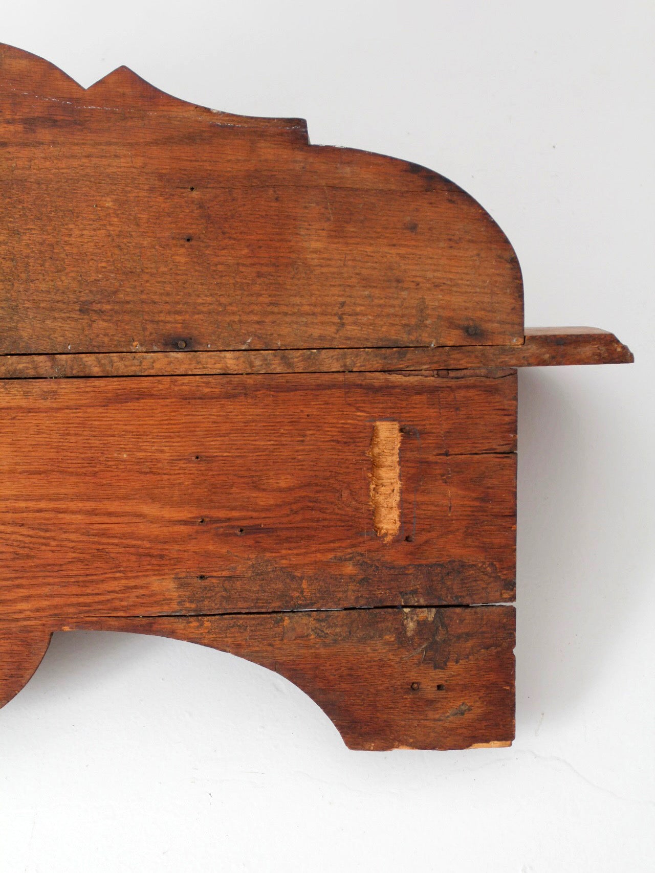 antique folk art carved wood wall shelf