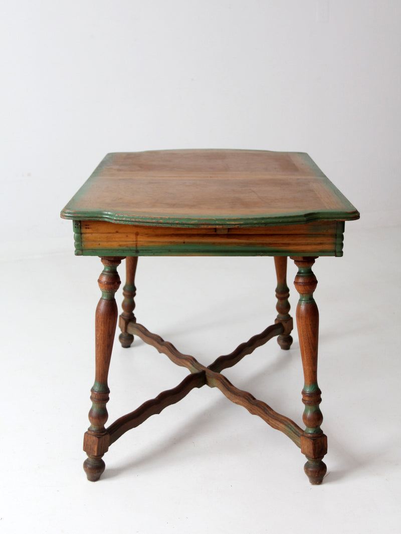 mid century farmhouse table with self storing leaf