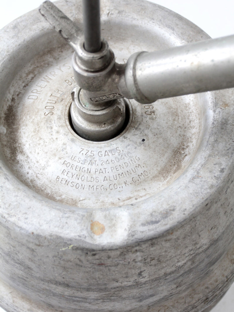 vintage 1965 Drewrys aluminum beer keg - quarter barrel