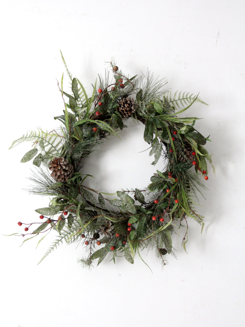 vintage twig-frame Christmas wreath