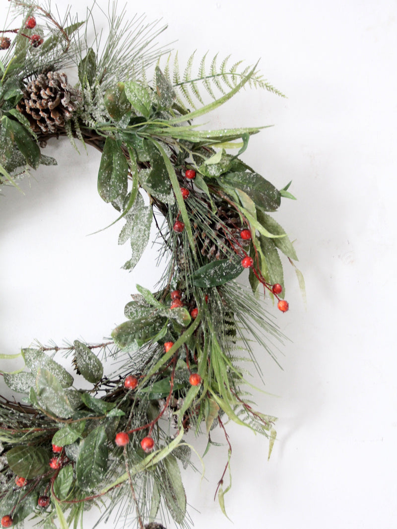 vintage twig-frame Christmas wreath