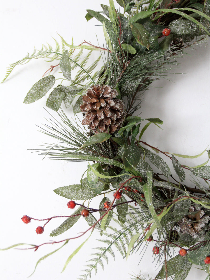 vintage twig-frame Christmas wreath