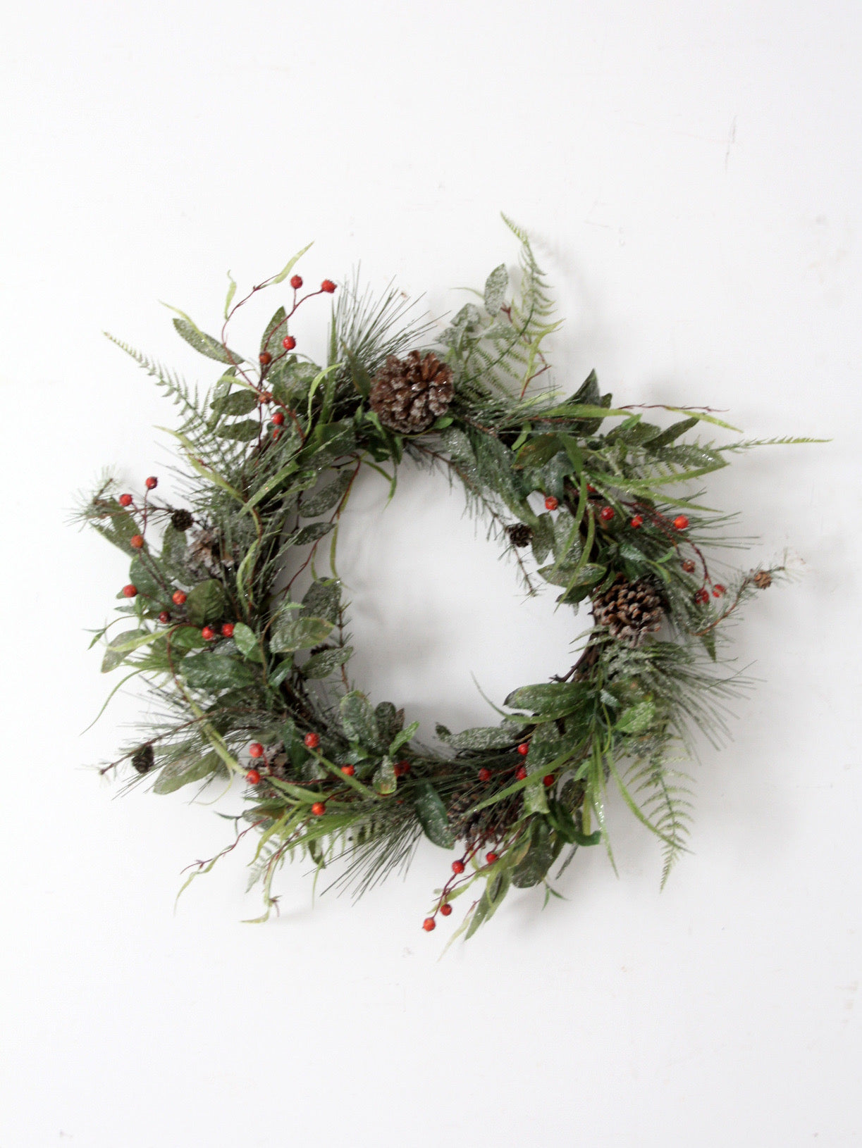 vintage twig-frame Christmas wreath