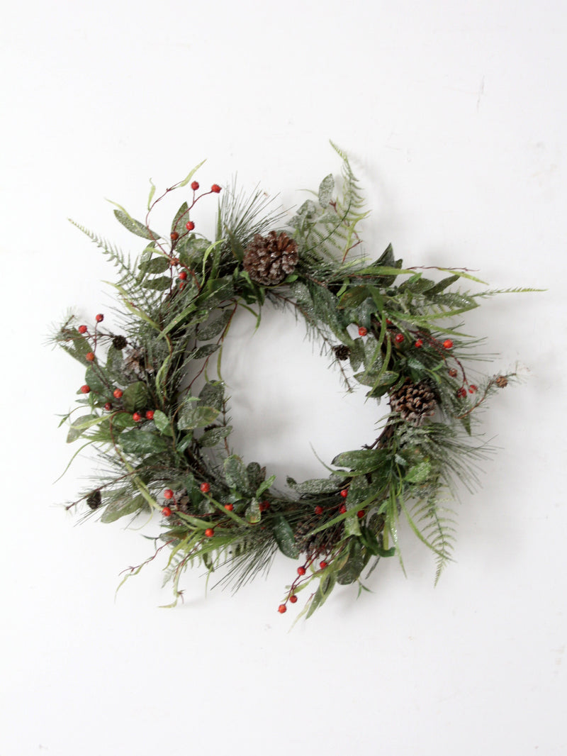 vintage twig-frame Christmas wreath