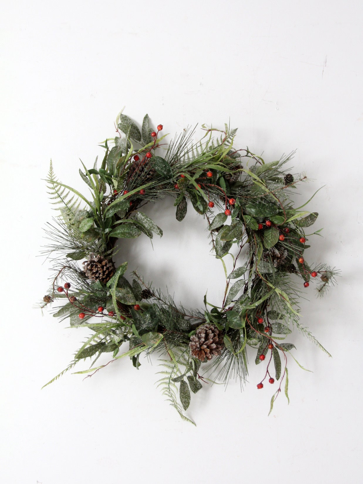 vintage twig-frame Christmas wreath