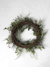 vintage twig-frame Christmas wreath