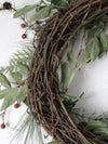 vintage twig-frame Christmas wreath