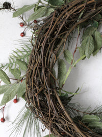 vintage twig-frame Christmas wreath