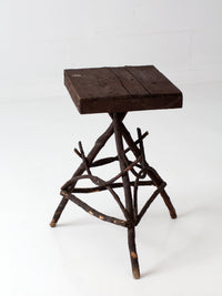 antique Adirondack twig side table