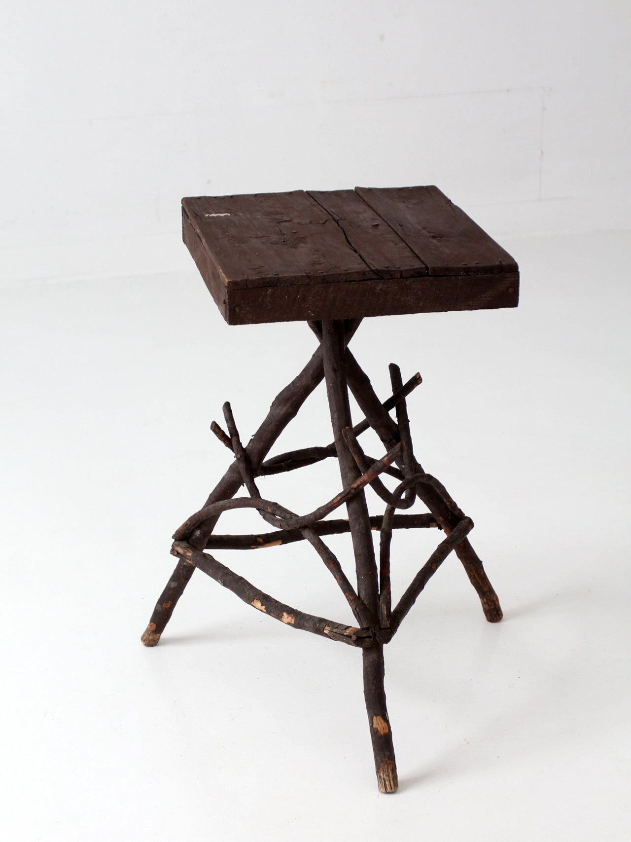 antique Adirondack twig side table