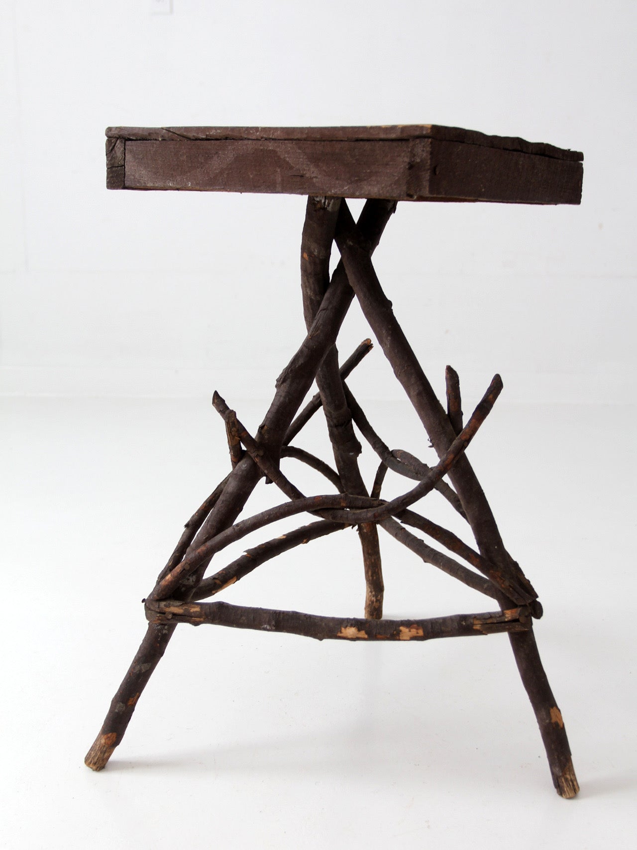 antique Adirondack twig side table
