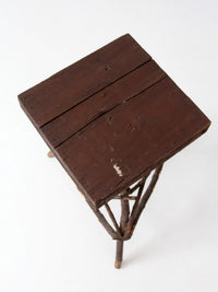 antique Adirondack twig side table