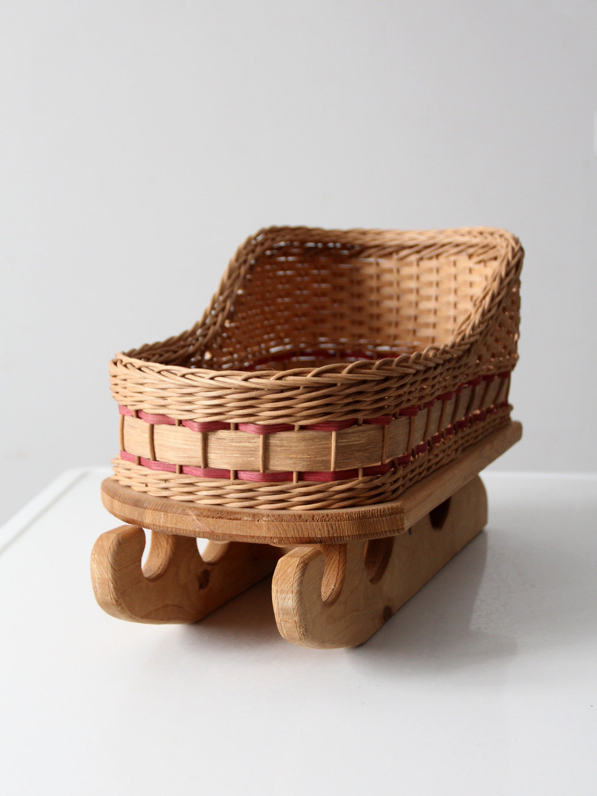vintage wicker sleigh basket