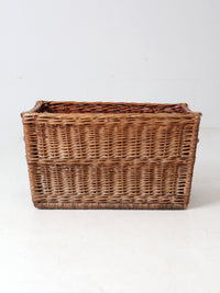 vintage rectangular wicker basket with handles