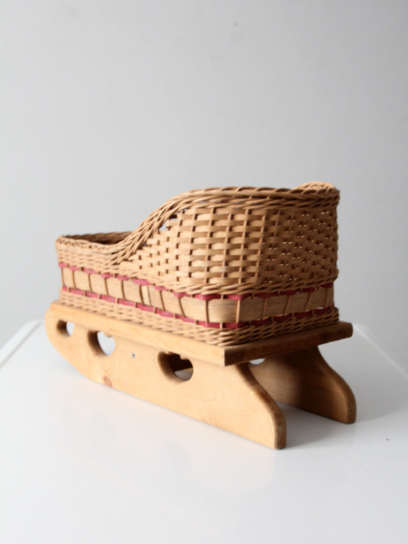 vintage wicker sleigh basket