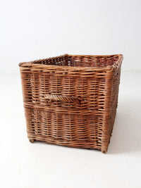 vintage rectangular wicker basket with handles