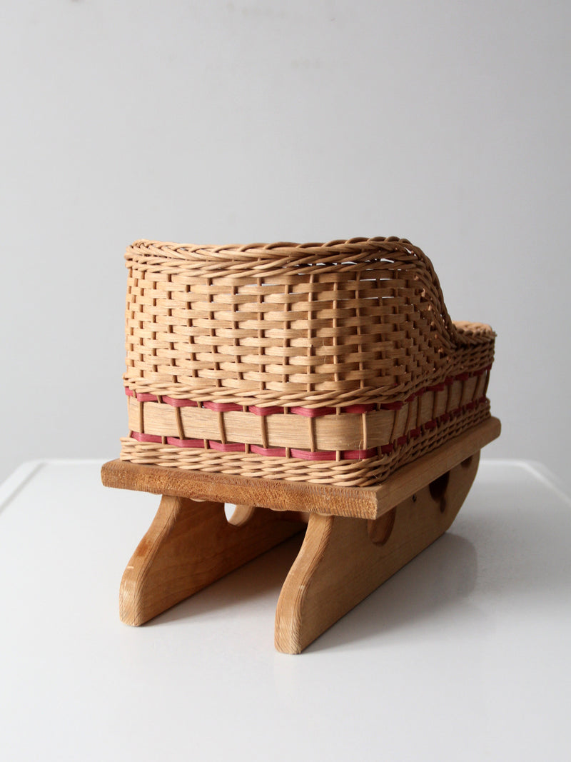 vintage wicker sleigh basket