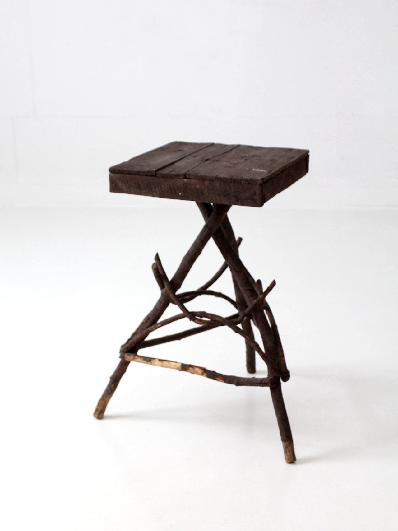 antique Adirondack twig side table