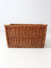 vintage rectangular wicker basket with handles