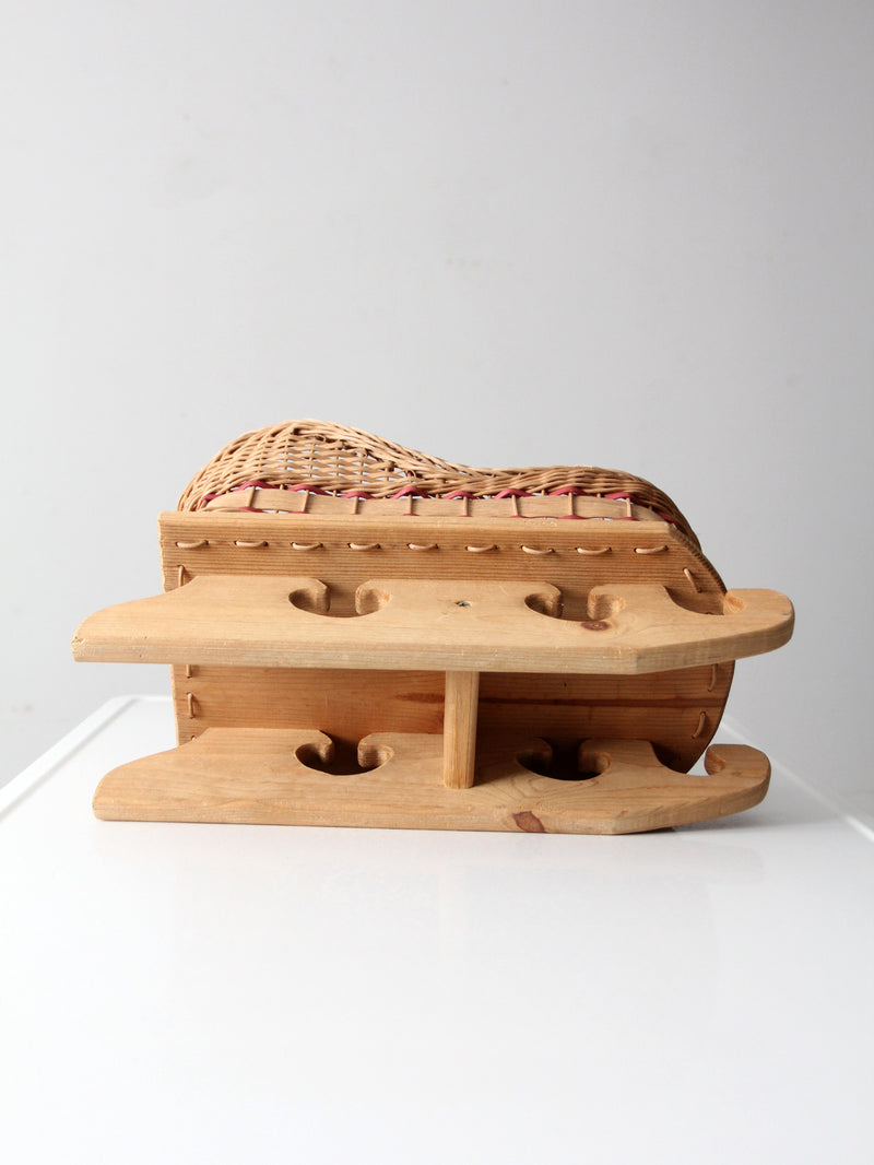 vintage wicker sleigh basket