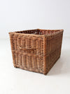 vintage rectangular wicker basket with handles