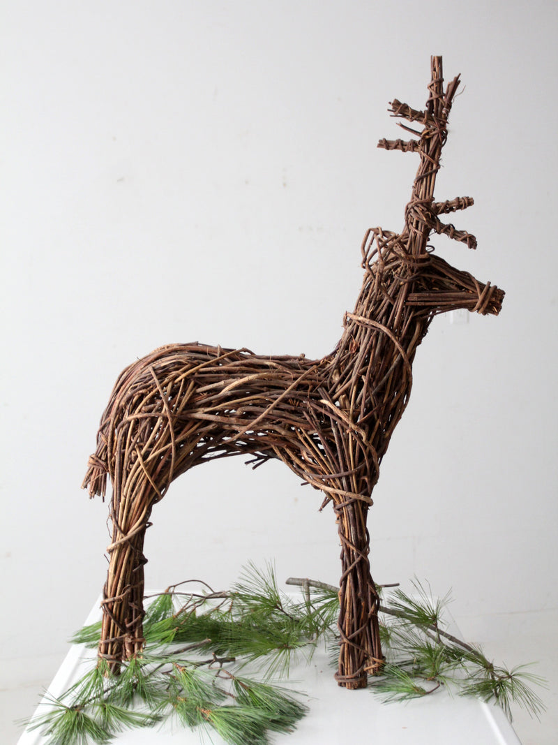 vintage wicker reindeer sculpture