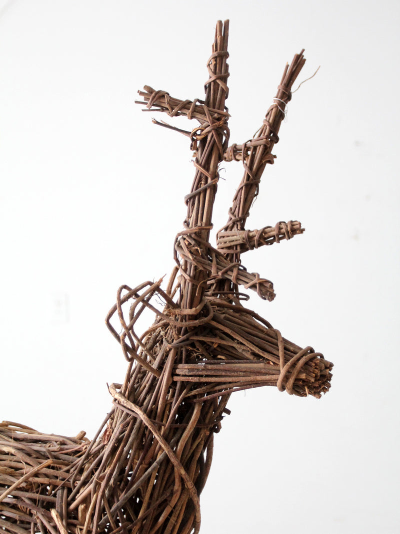 vintage wicker reindeer sculpture