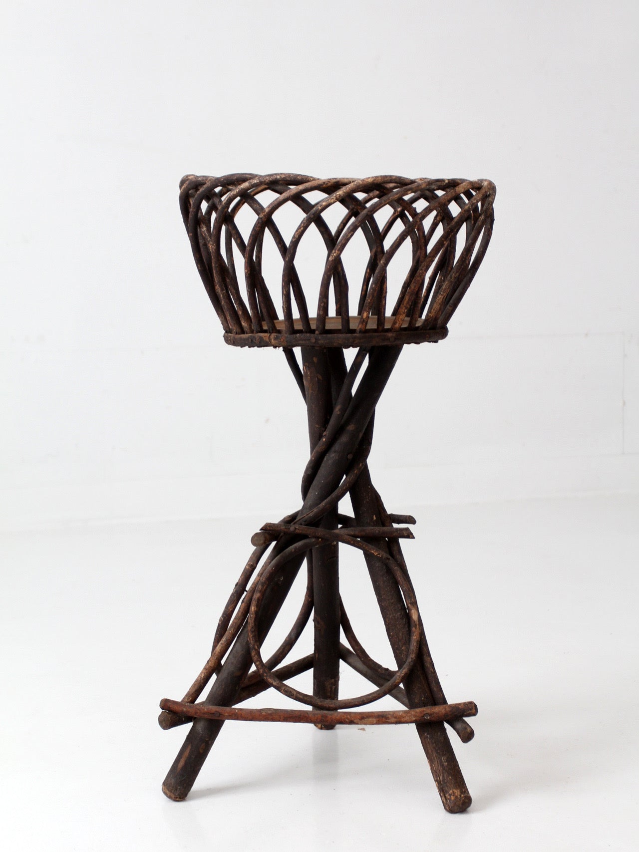 antique Adirondack twig plant stand