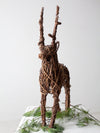 vintage wicker reindeer sculpture