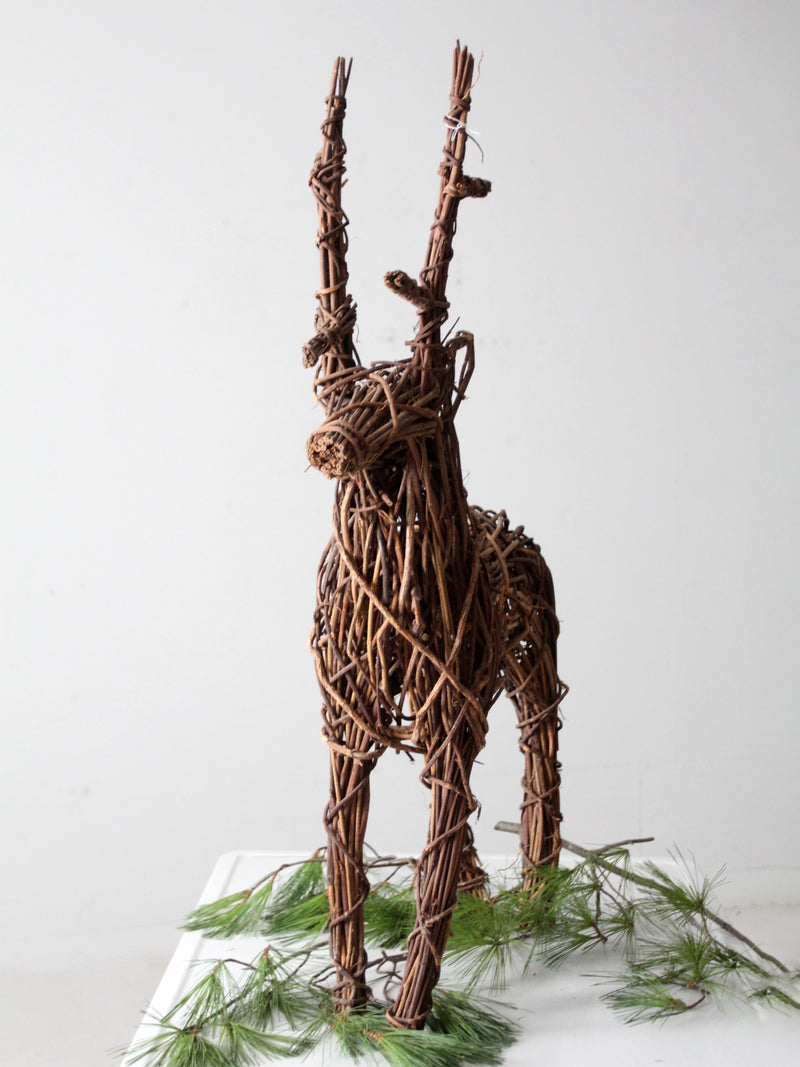 vintage wicker reindeer sculpture