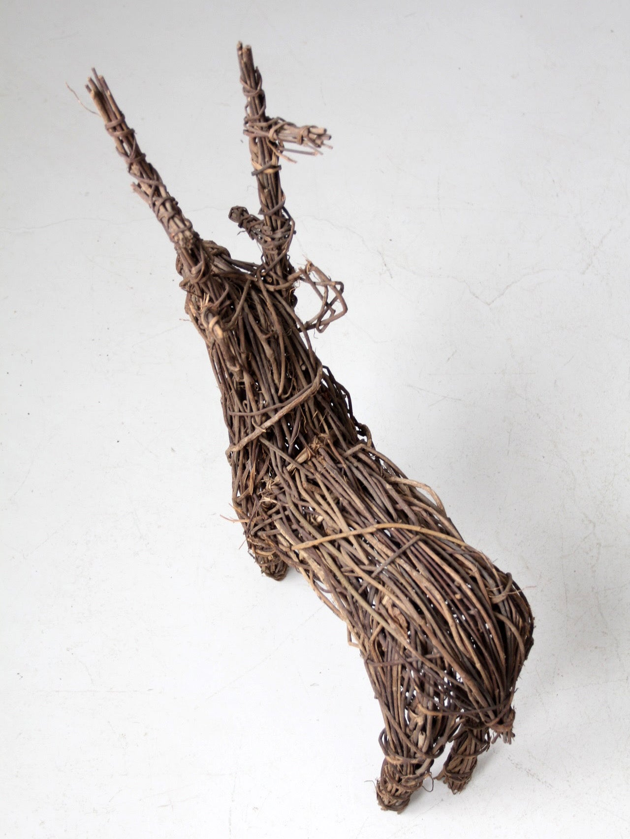 vintage wicker reindeer sculpture