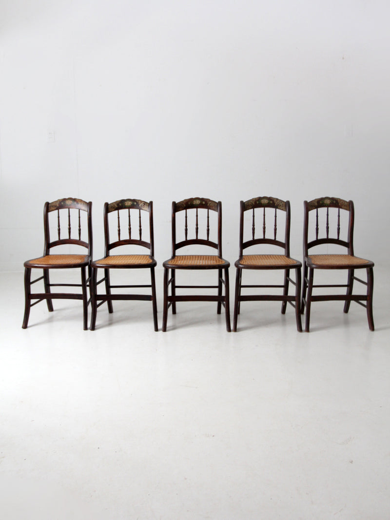 antique cane seat stencil back chairs set of 5