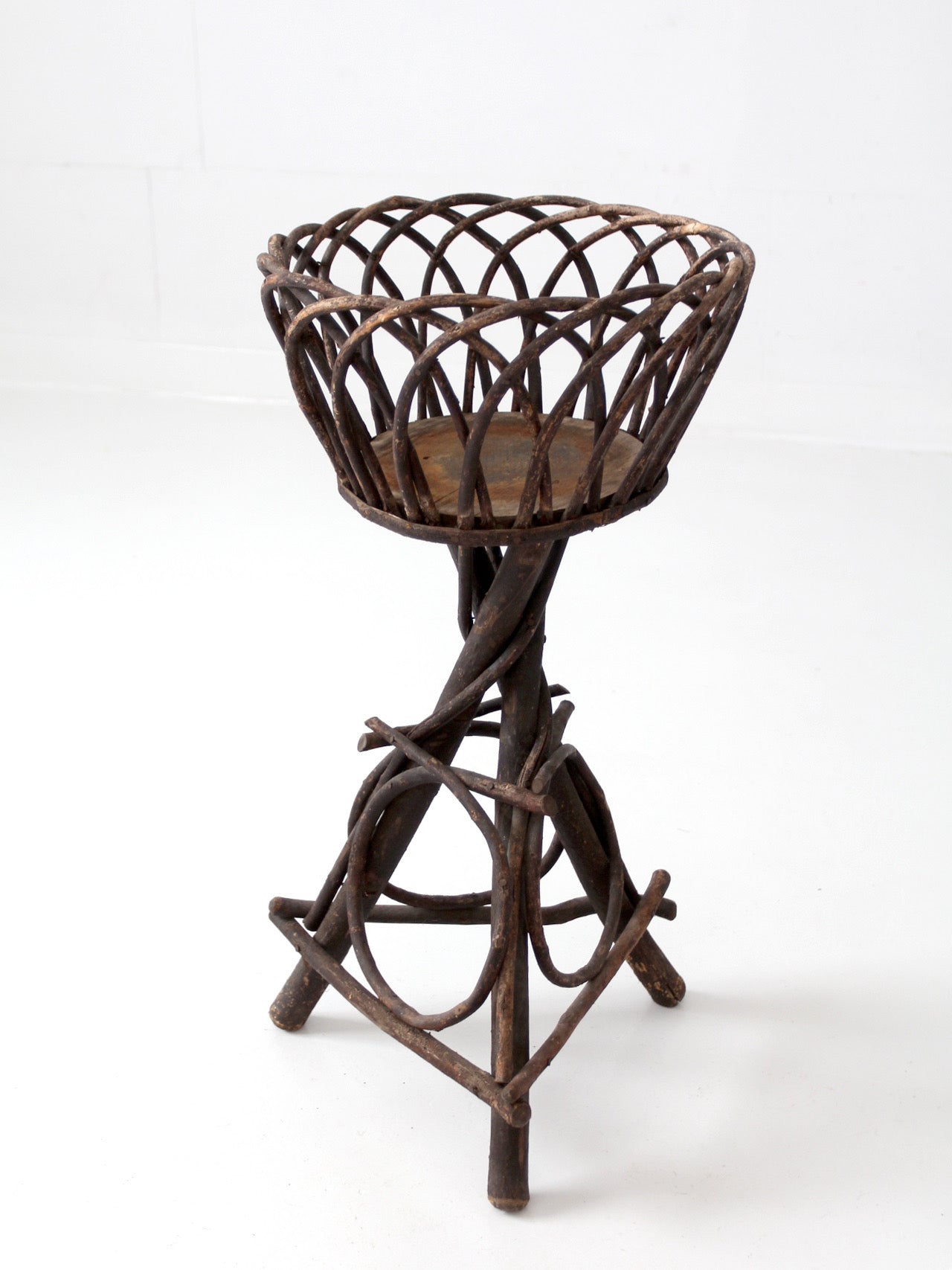 antique Adirondack twig plant stand