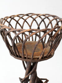 antique Adirondack twig plant stand