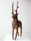vintage wicker reindeer sculpture