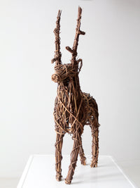 vintage wicker reindeer sculpture