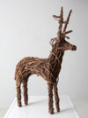 vintage wicker reindeer sculpture