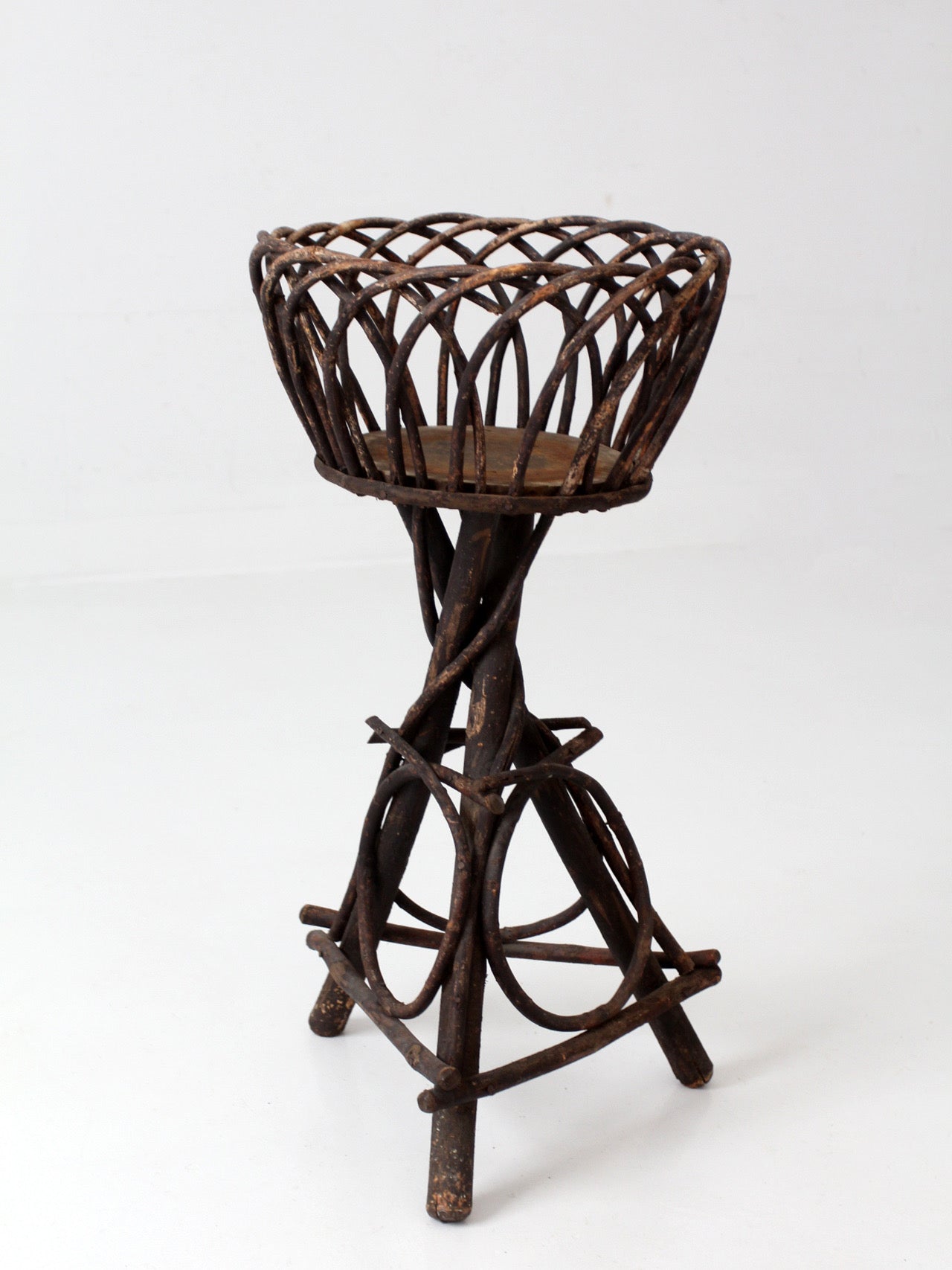 antique Adirondack twig plant stand